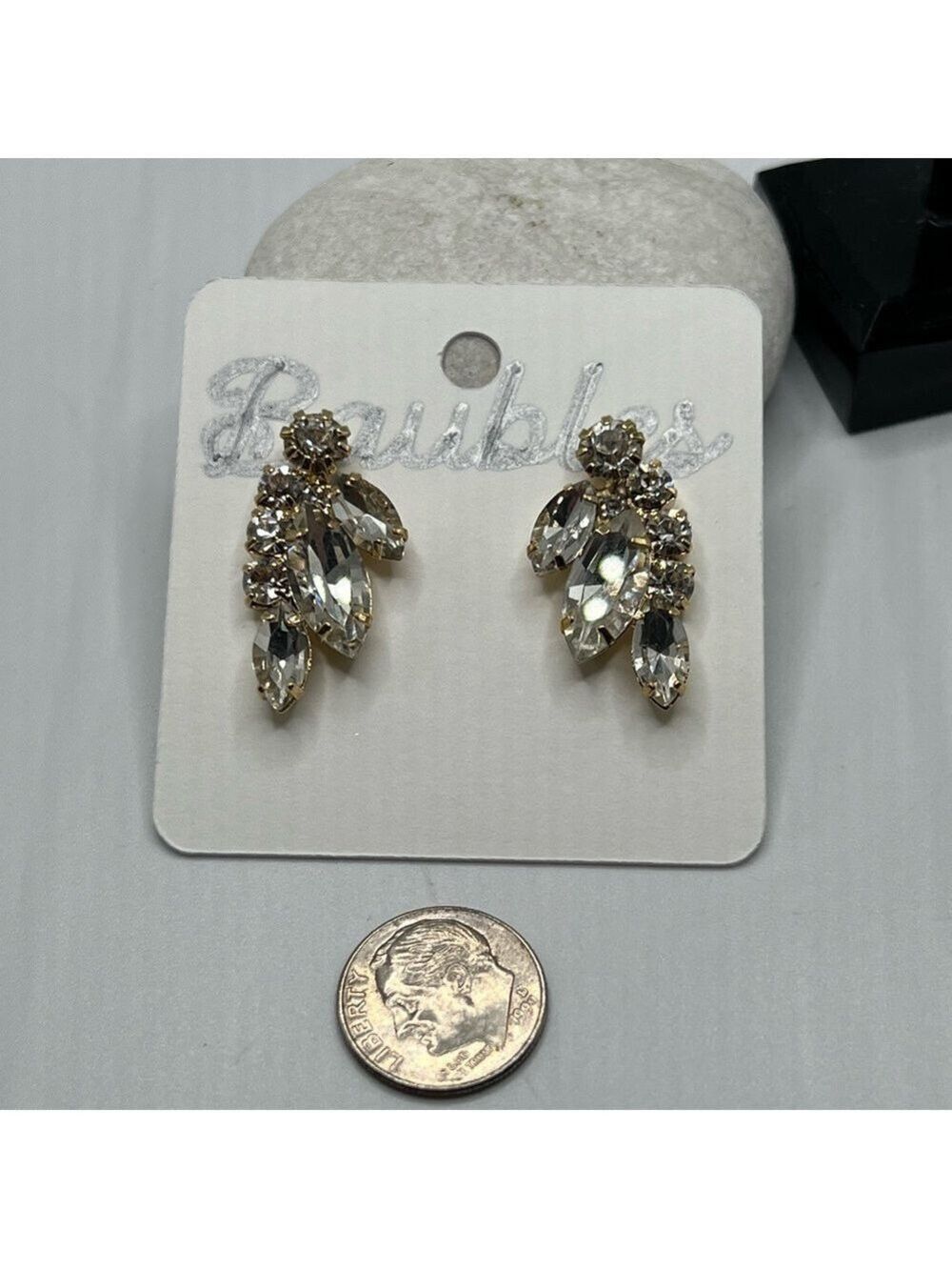 Gold and Silver Cluster Earrings with Gemstone Design - Picture 8 of 9